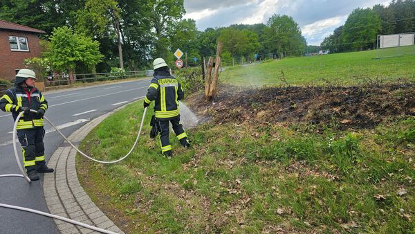Feuerwehr löscht Flächenbrand in Hemmoor: Kreuzung halbseitig gesperrt