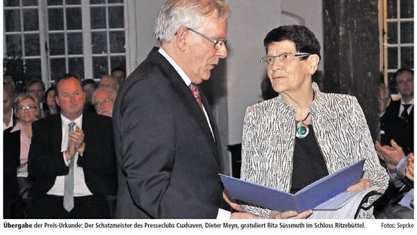 Verbindungen ins Cuxland: Trauer um Rita Süssmuth, Trägerin des Alte-Liebe-Preises